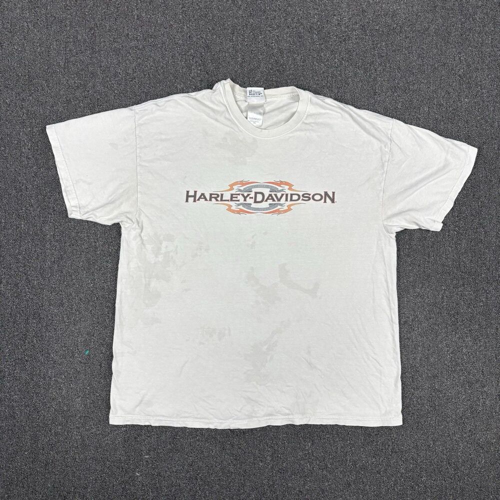 Harley Davidson T Shirt Men’s Logo 2000s Print Y2K Short Sleeve Size 2XL XXL